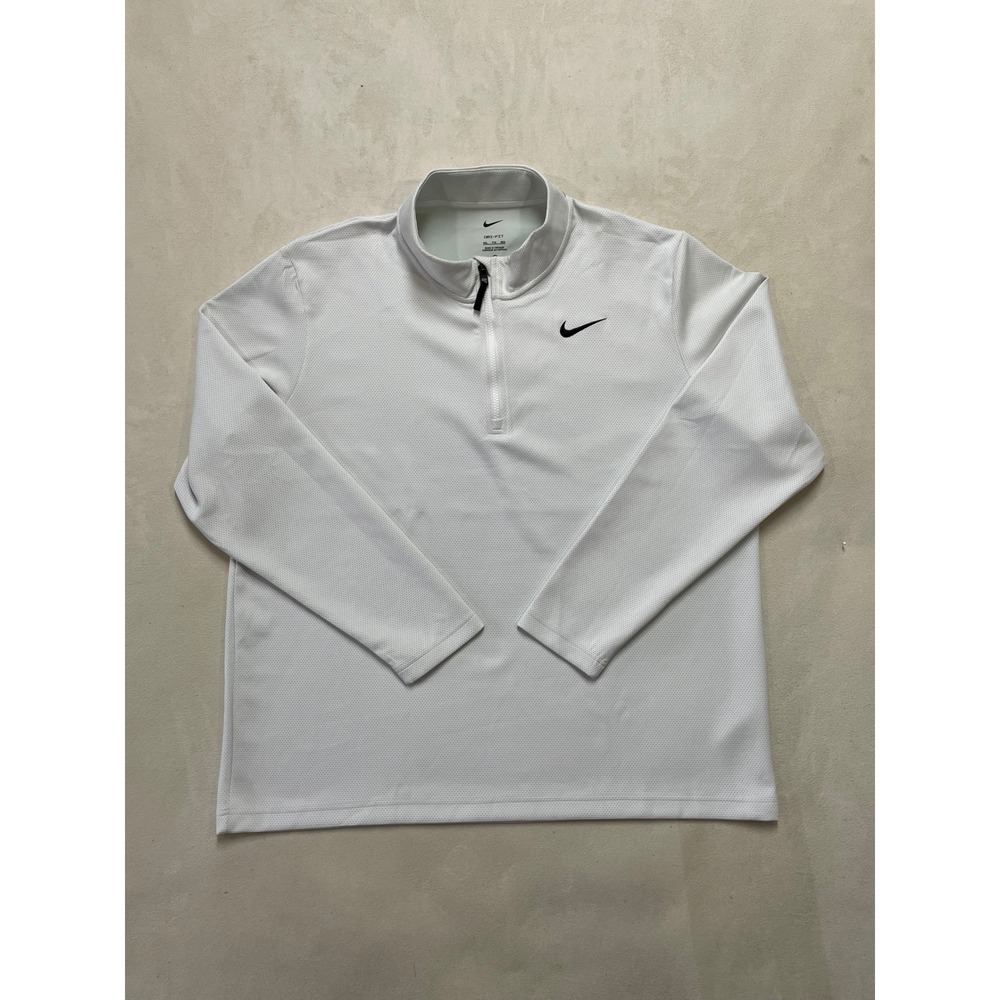 Nike Dri-FIT Mens XXL White Quarter Zip Pullover Golf Training Shirt Long Sleeve